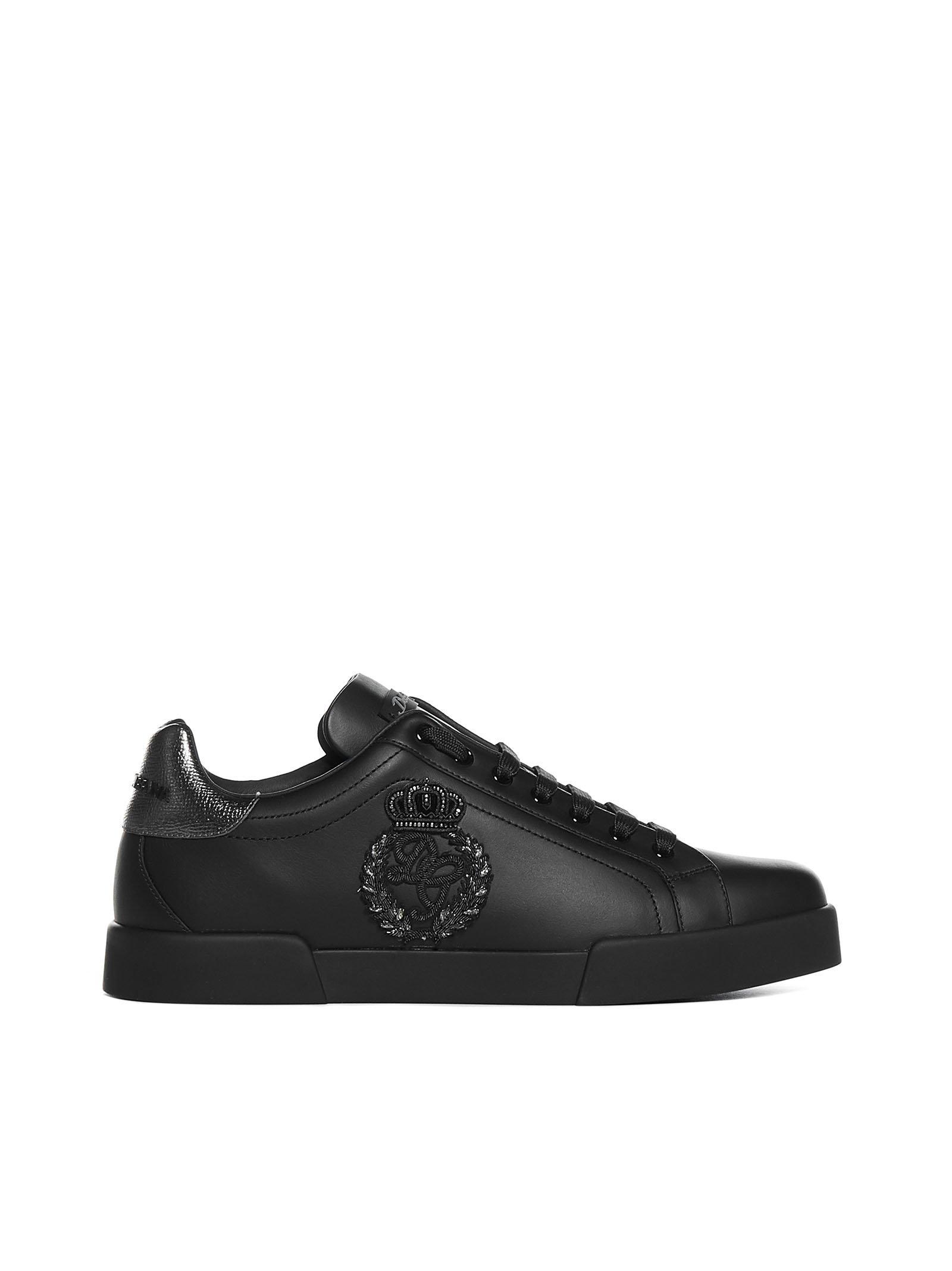 Dolce & Gabbana Leather Portofino Sneakers in Black for Men - Lyst