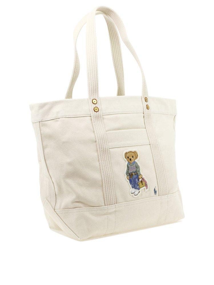 Polo Ralph Lauren Bear Patch Tote Bag in Natural | Lyst