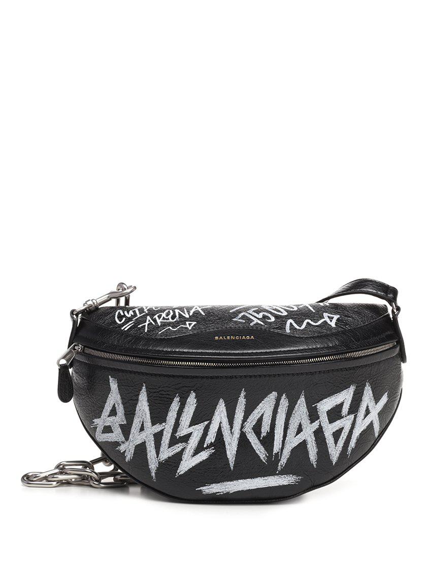 Balenciaga Souvenir Xs Graffiti Belt Bag in Black | Lyst