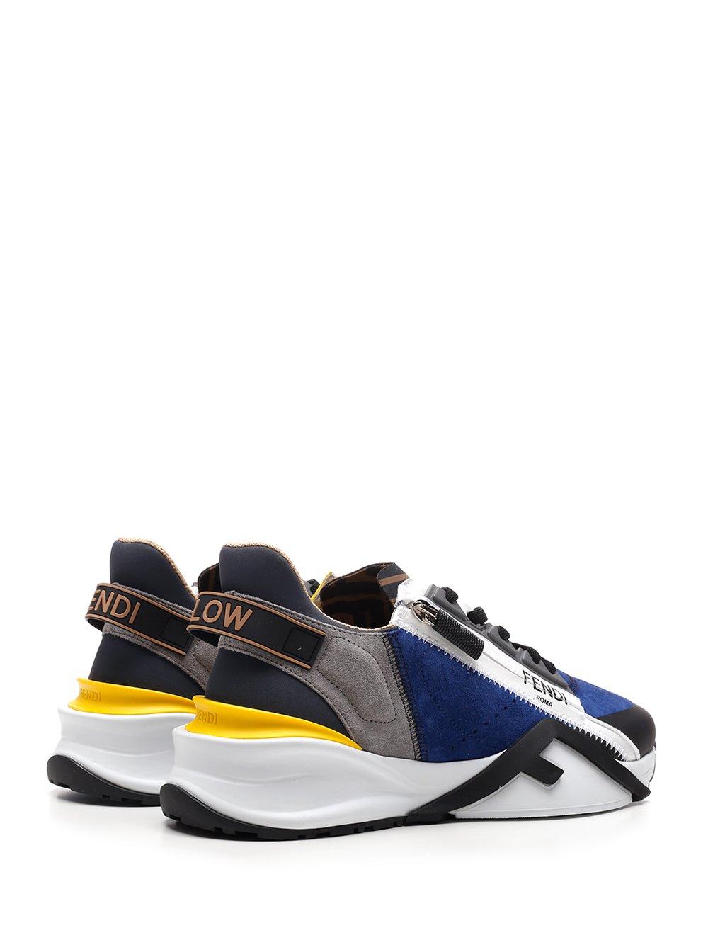 Fendi Leather Flow Embossed Sneakers in Blue for Men - Lyst