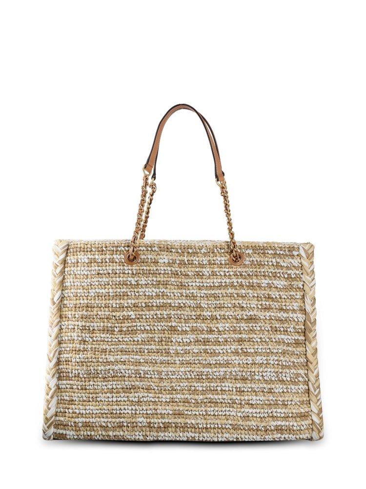 Tory Burch Ella Logo Embroidered Tote Bag in Natural Lyst