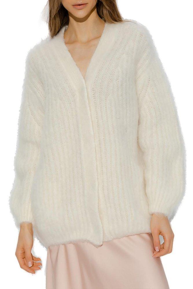 Construir sobre heroico ilegal Fendi Logo Embroidered Buttoned Cardigan in Natural | Lyst