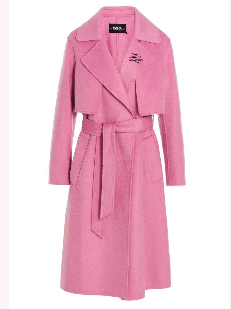 Karl Lagerfeld Chunky Double Face Coat in Pink | Lyst