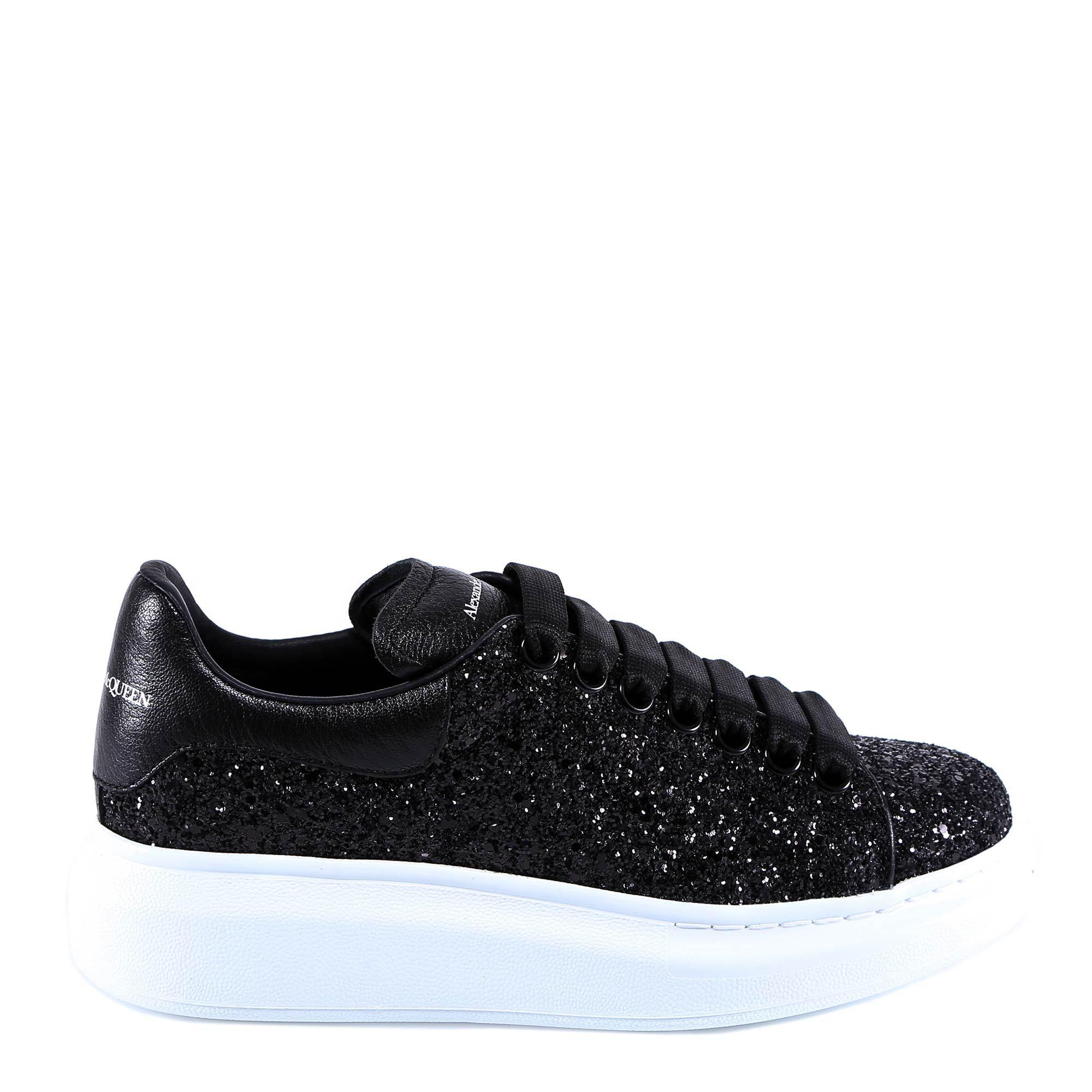 Alexander McQueen Leather Oversized Black Glitter Trainers - Save 51% | Lyst