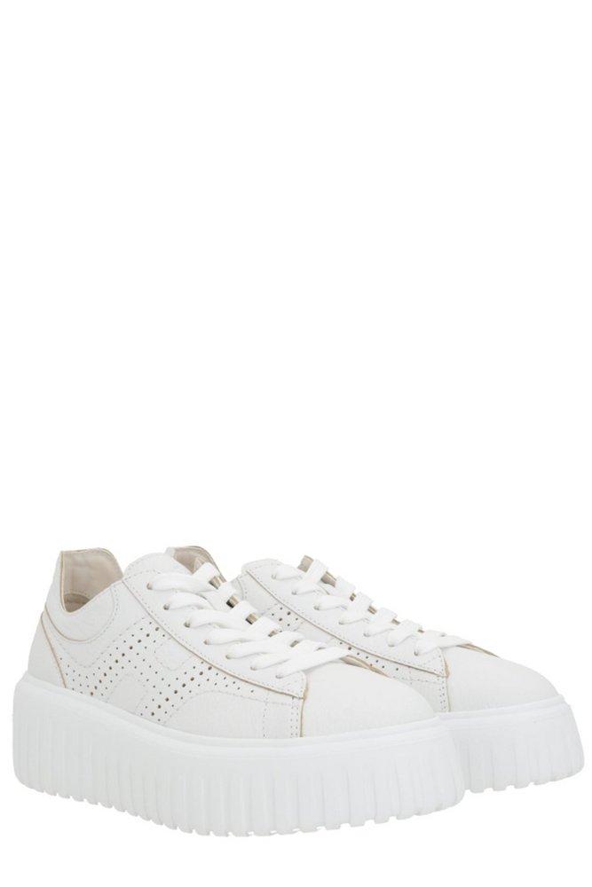Hogan Side H Perforated Detailed Sneakers in White | Lyst