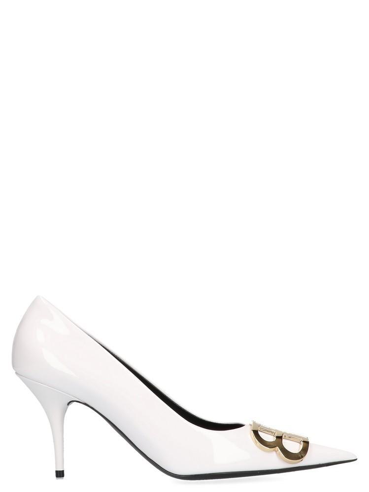 Balenciaga Leather Bb Pumps in White - Lyst