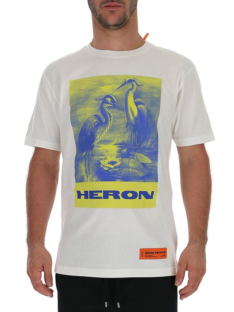 Heron Preston Cotton Logo Bird Print Crewneck T-shirt in White for Men ...