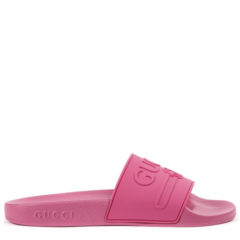 gucci fuchsia slides