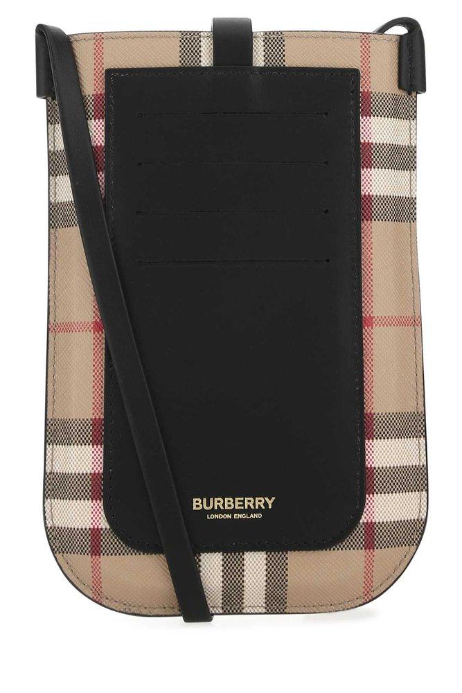 Burberry Logo Printed Checked Mini Bag