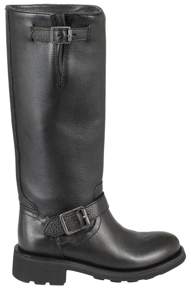 Ash Buckle Detailed Round Toe Boots in 