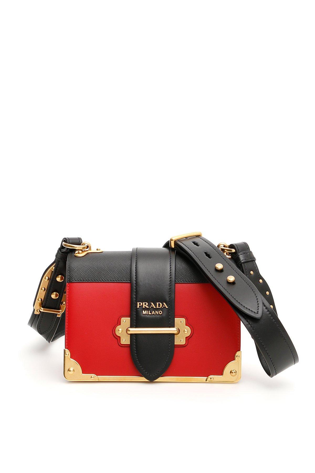 Prada Cahier Leather Shoulder Bag in Red | Lyst