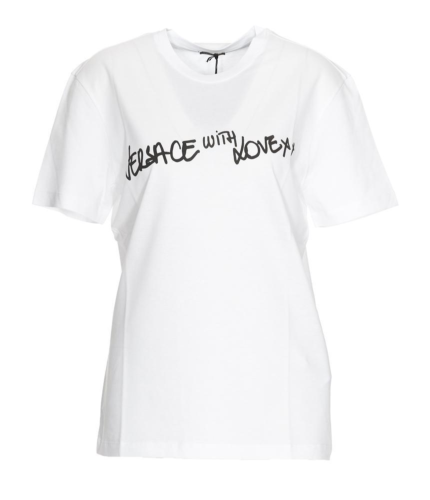Versace With Love Print T-shirt in White - Lyst