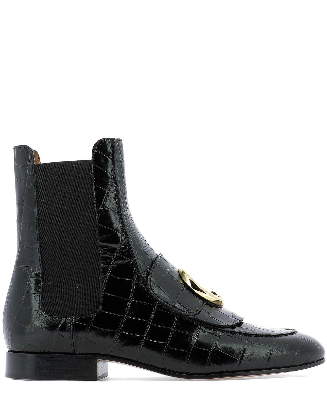 crocodile effect ankle boots