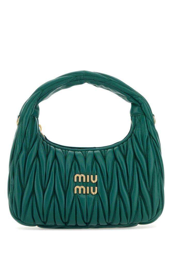 Miu Wander Matelasse Shoulder Bag in Green - Miu Miu