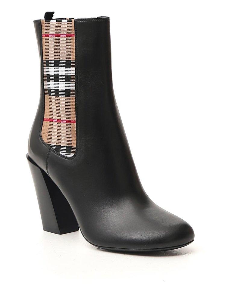 Burberry Vintage Check Detail Ankle Boots in Black | Lyst