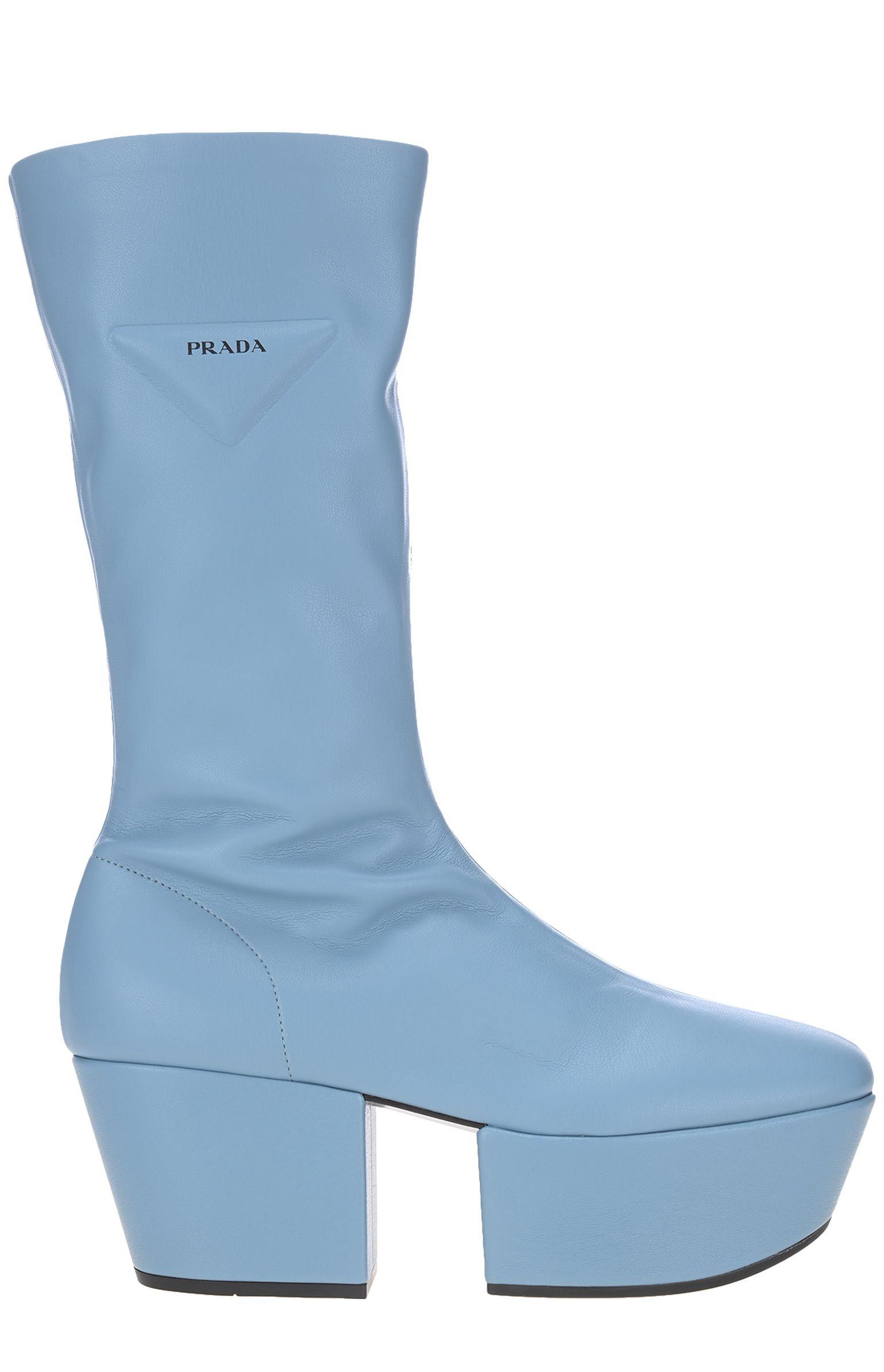 Prada Platform Mid-calf Boots in Blue | Lyst