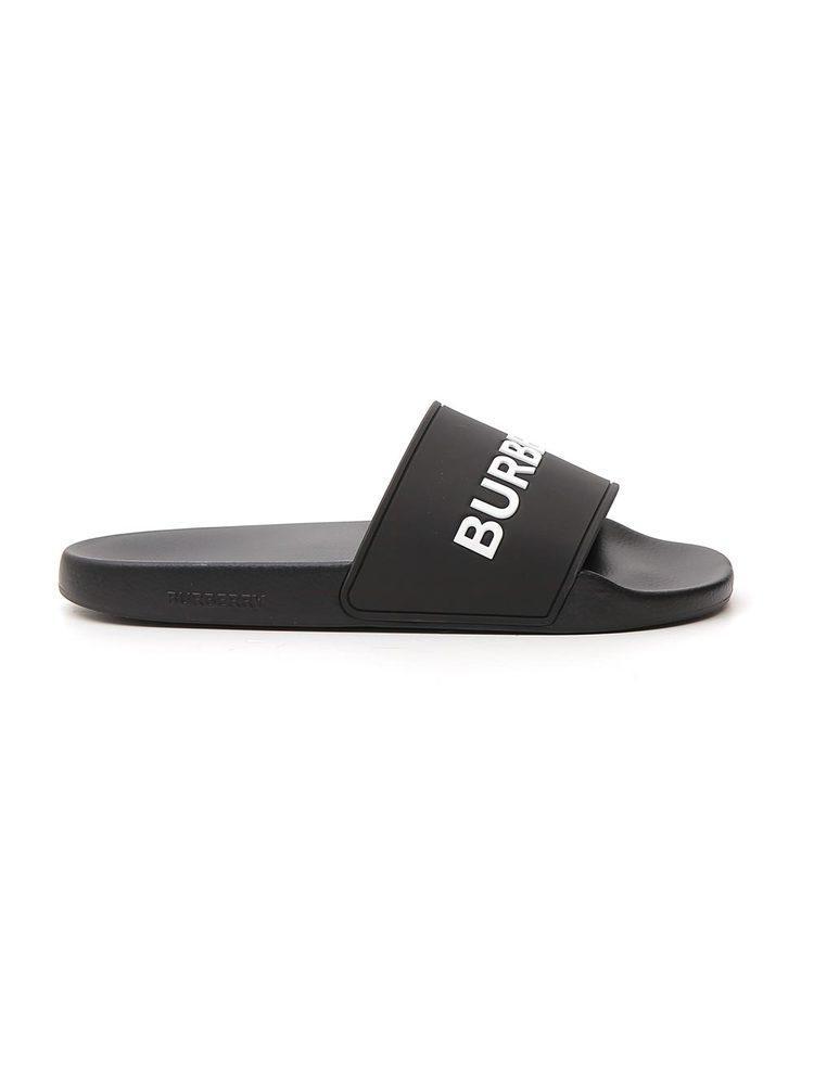 Burberry Rubber Logo Embossed Slides in Black for Men - Save 3% - Lyst