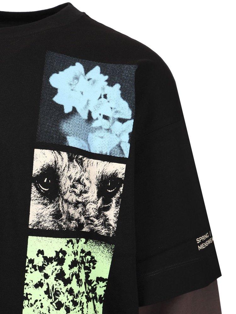 【DRIES VAN NOTEN】HEMMINGS PRINTED DOUBLE SLEEVE T-SHIRT Dries Van Noten Hemmings Printed Double Sleeve T-Shirt in