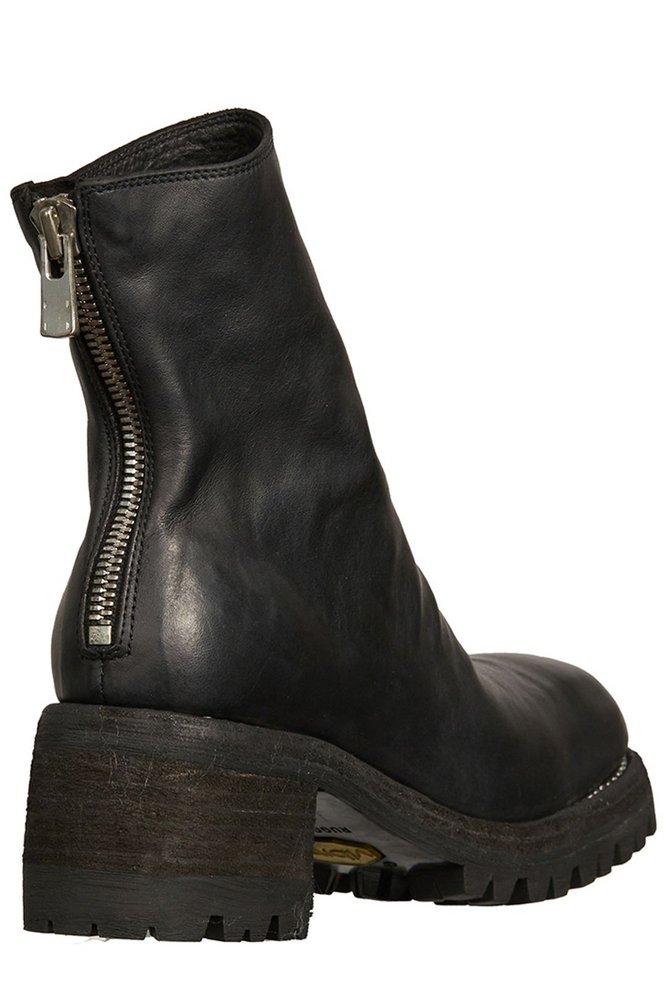 Guidi front-zip round-toe boots - Brown