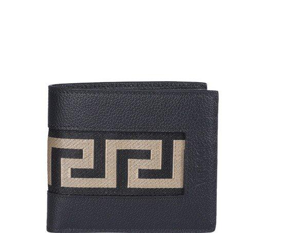 Versace La Greca Leather Zip Around Wallet in Blue for Men | Lyst