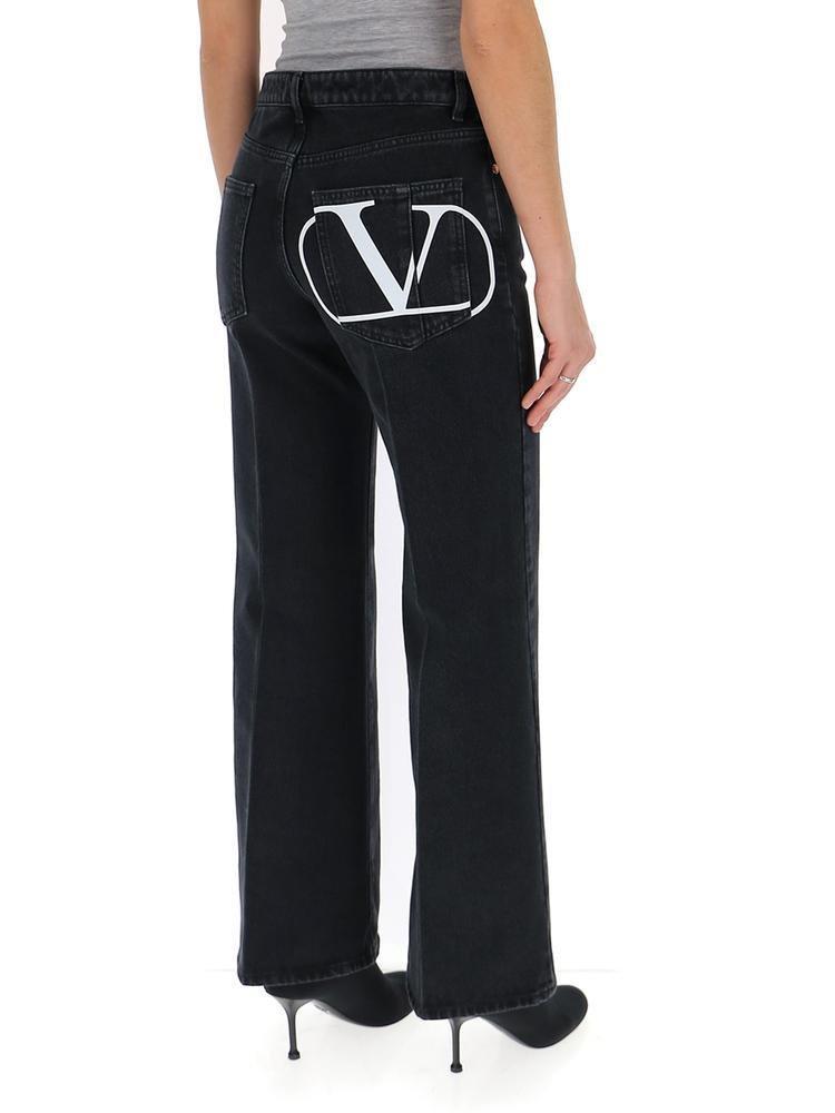 Valentino Denim Logo Print Flare Jeans in Black - Save 15% | Lyst