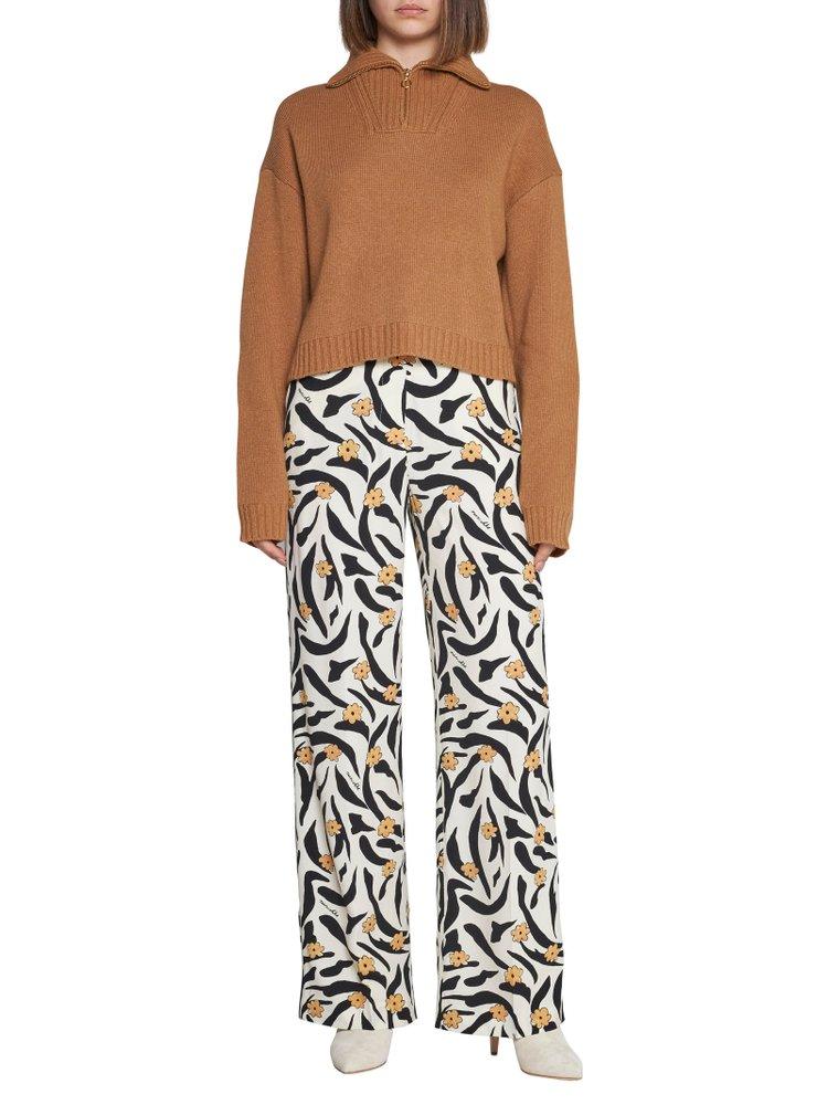 Zebra Print Straight Leg Tailored Pants