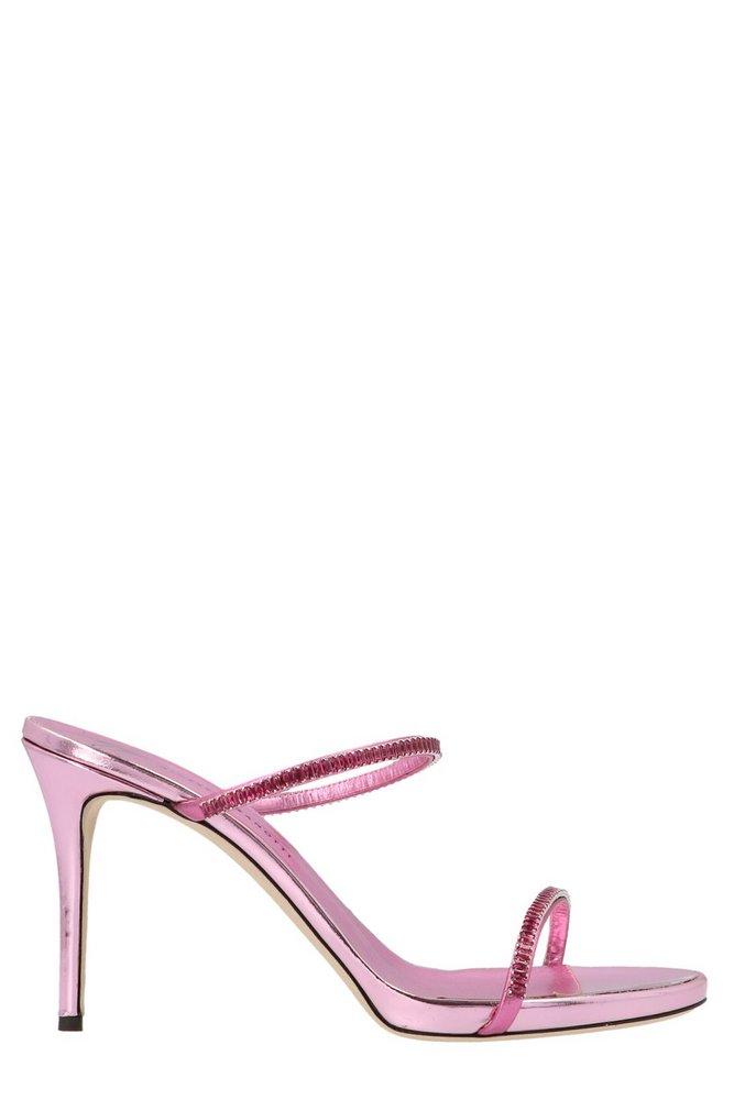 Giuseppe Zanotti Darsey 120mm double-strap leather mules - Orange