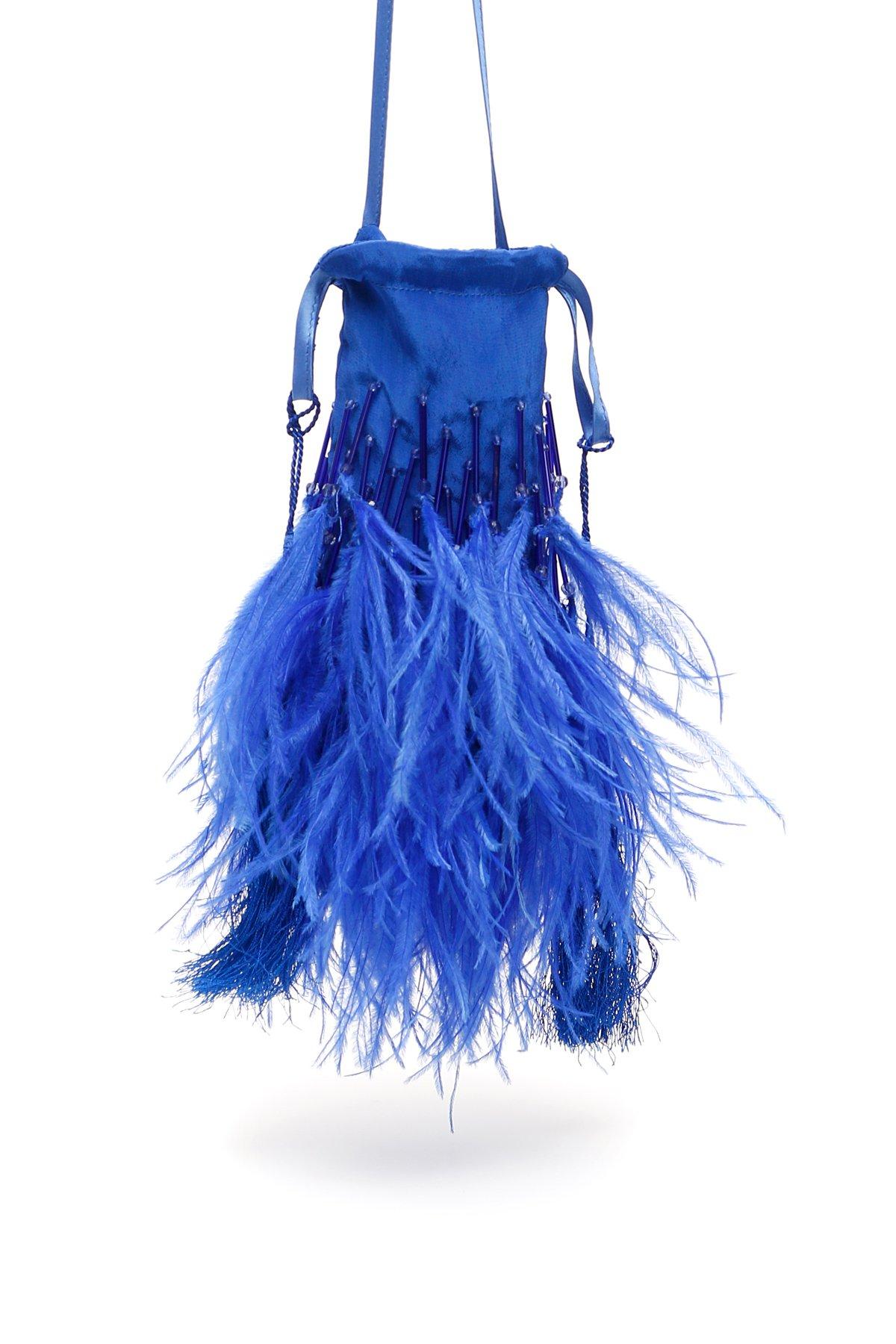 The Attico Synthetic Feather Embellished Tote Bag in Blue - Lyst