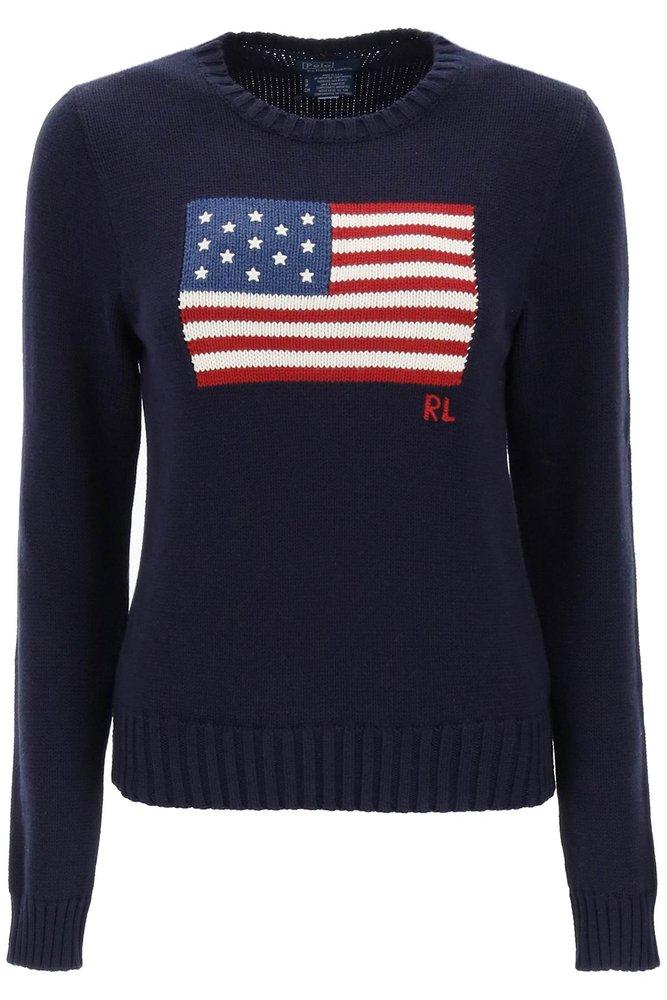 Ralph Lauren Flag Knit Jumper in Blue Lyst UK