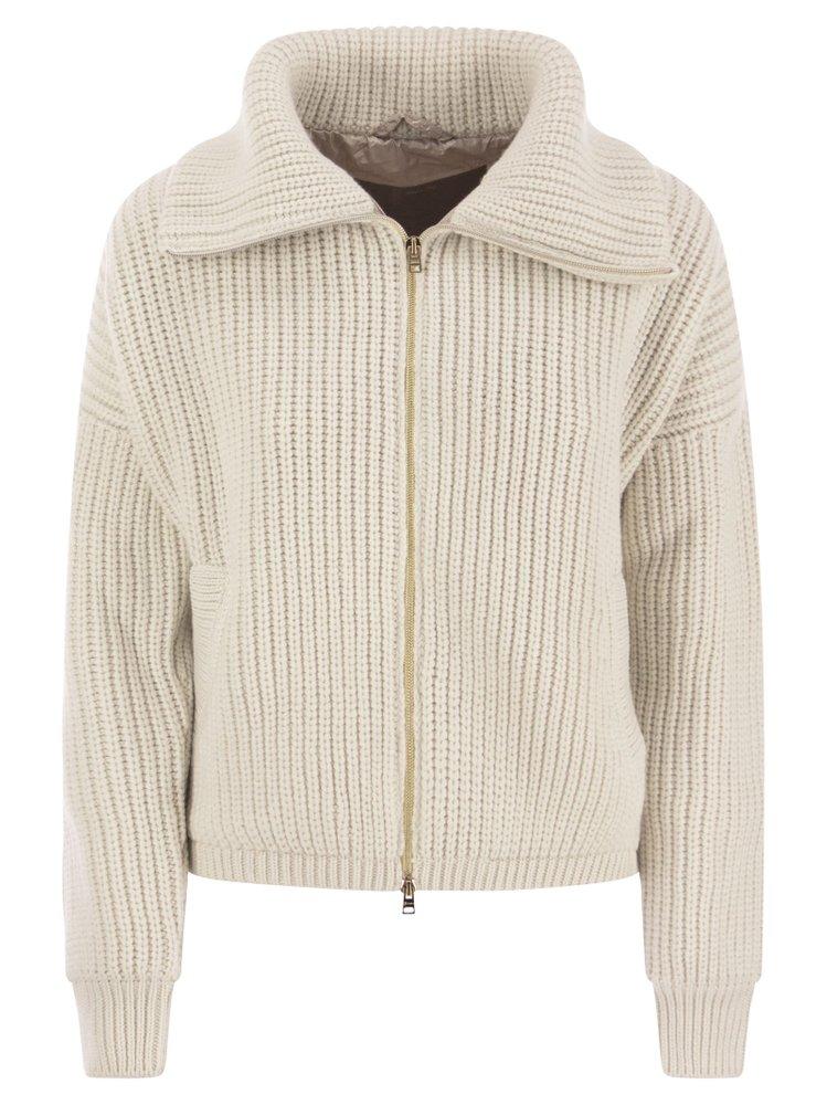 Herno Eternity Chunky-knit Zip-up Cardigan in Natural | Lyst