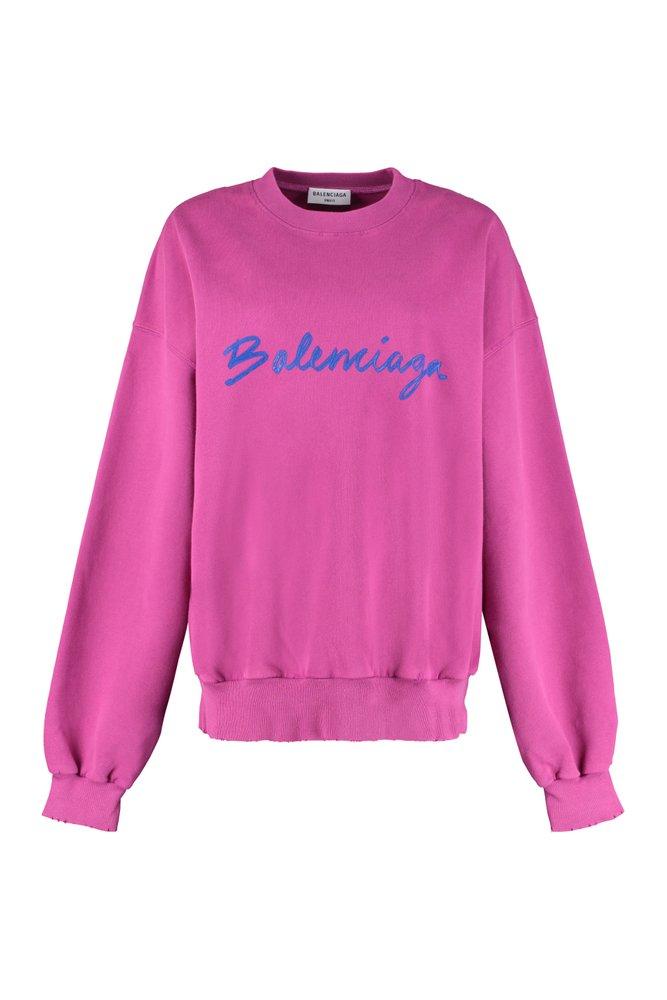 Balenciaga Cotton Crew-neck Sweatshirt in Pink | Lyst
