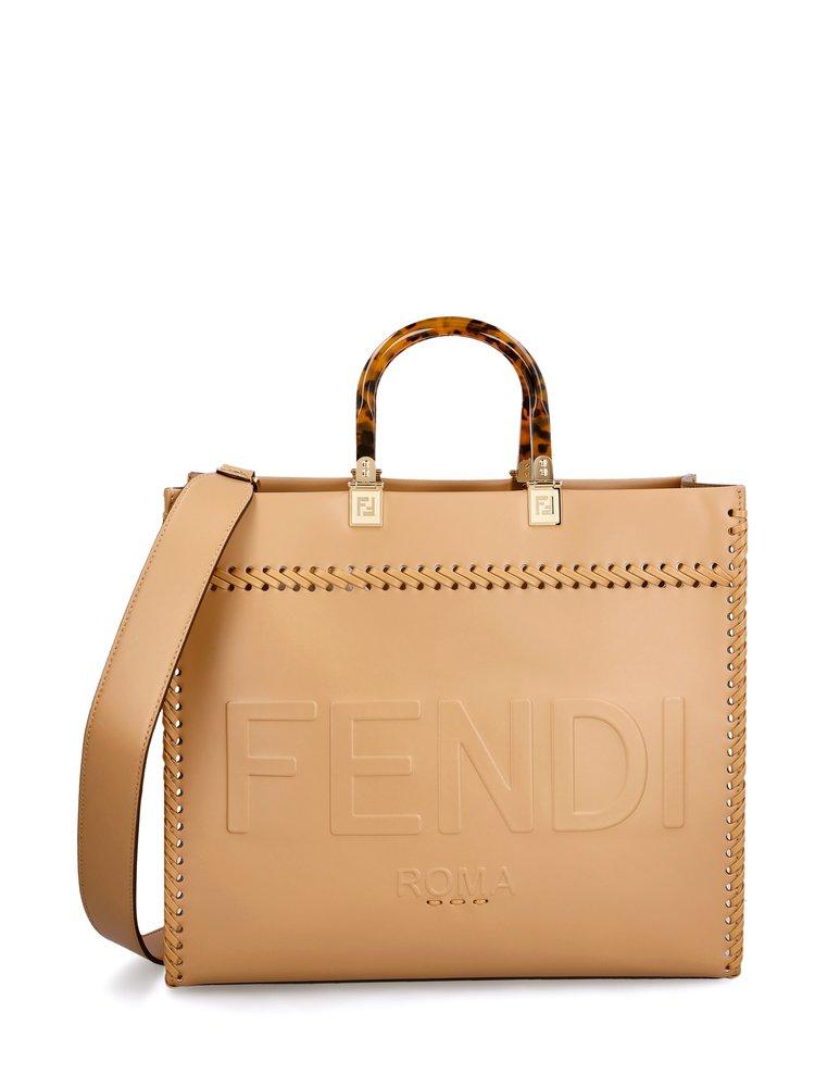 Fendi Medium Sunshine Leather Tote Bag in Natural