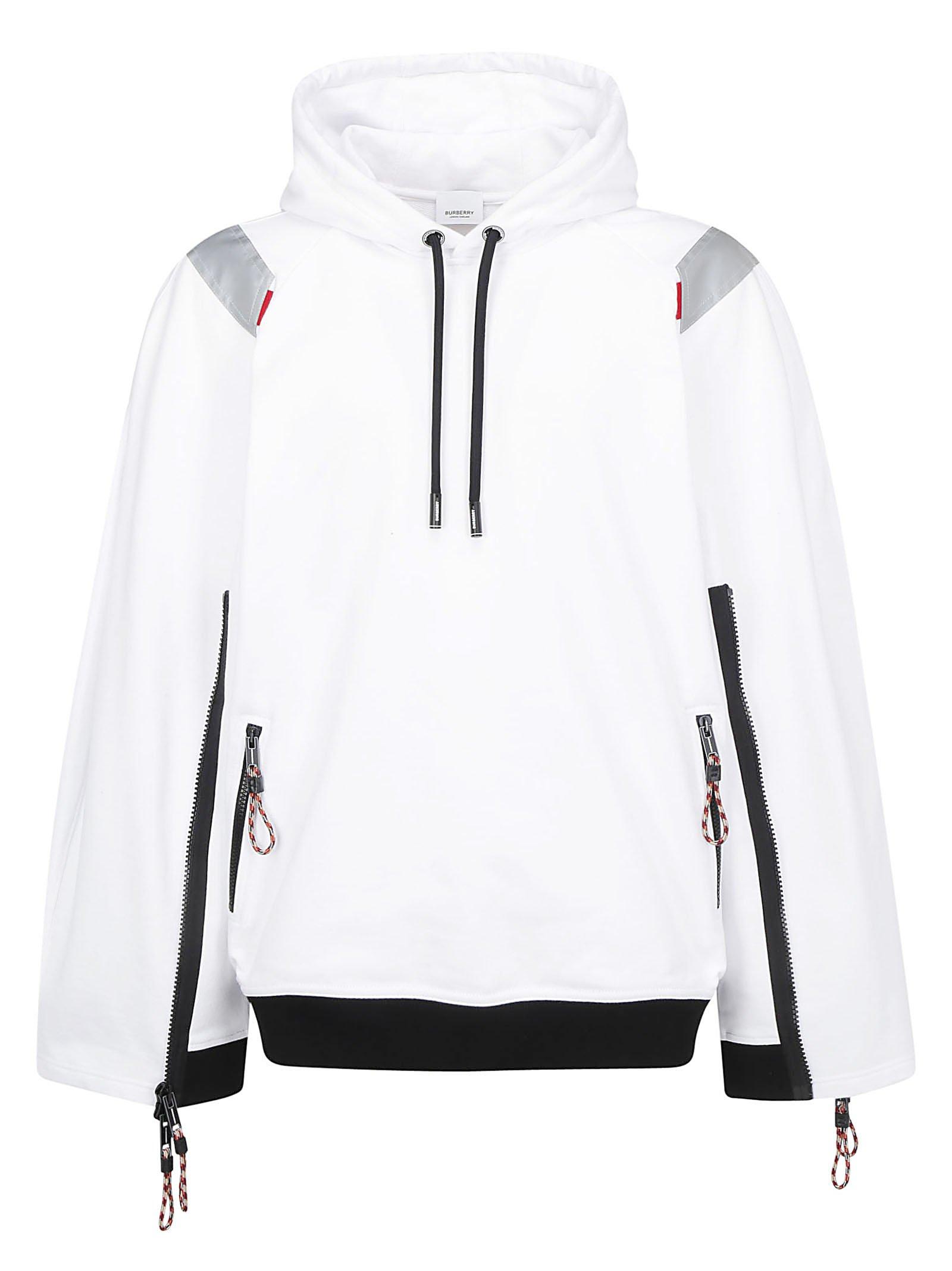 Burberry Cotton Drawstring Hoodie in White for Men - Lyst