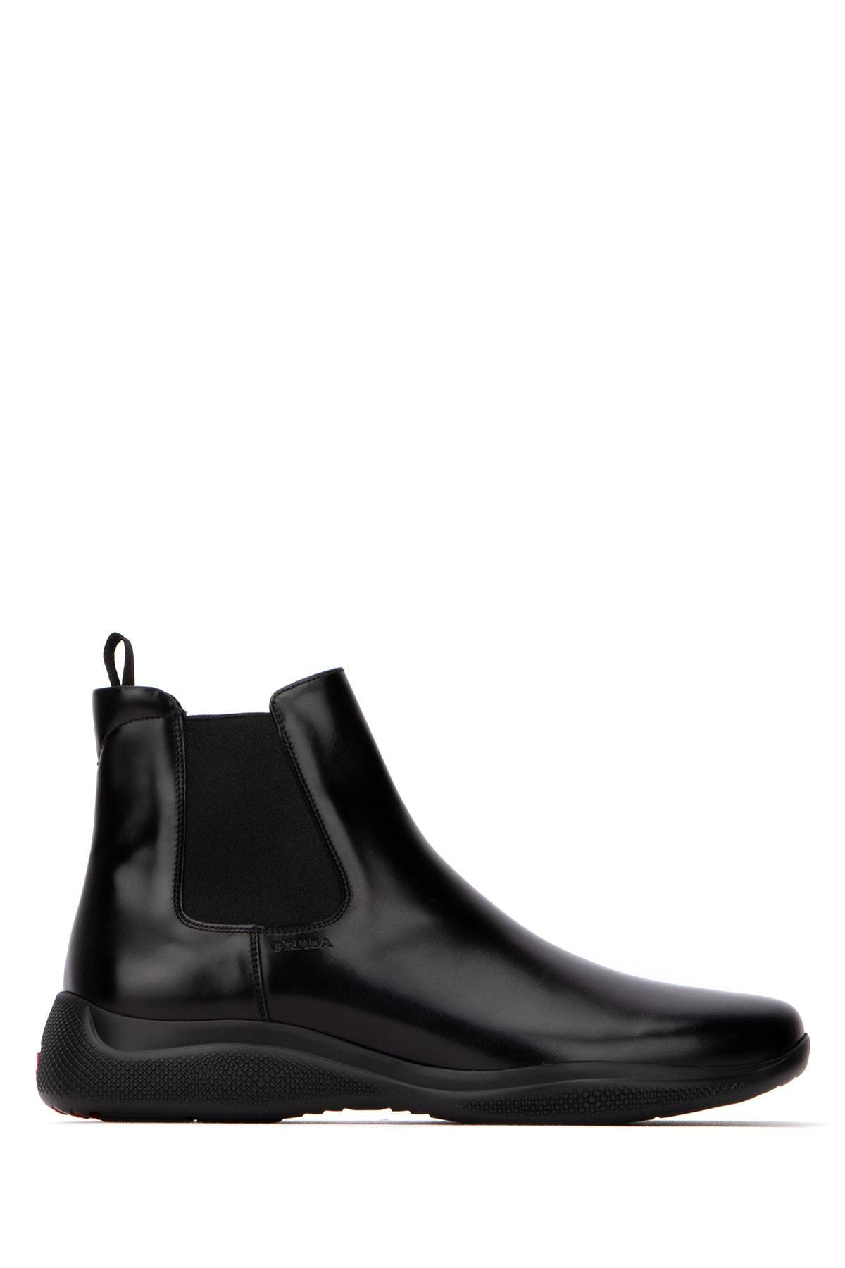Prada Brushed Chelsea Boots in Black for Men | Lyst UK