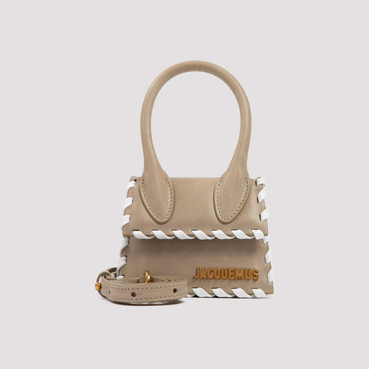 Jacquemus Le Chiquito Whipstitch Leather Top Handle Bag in Beige 