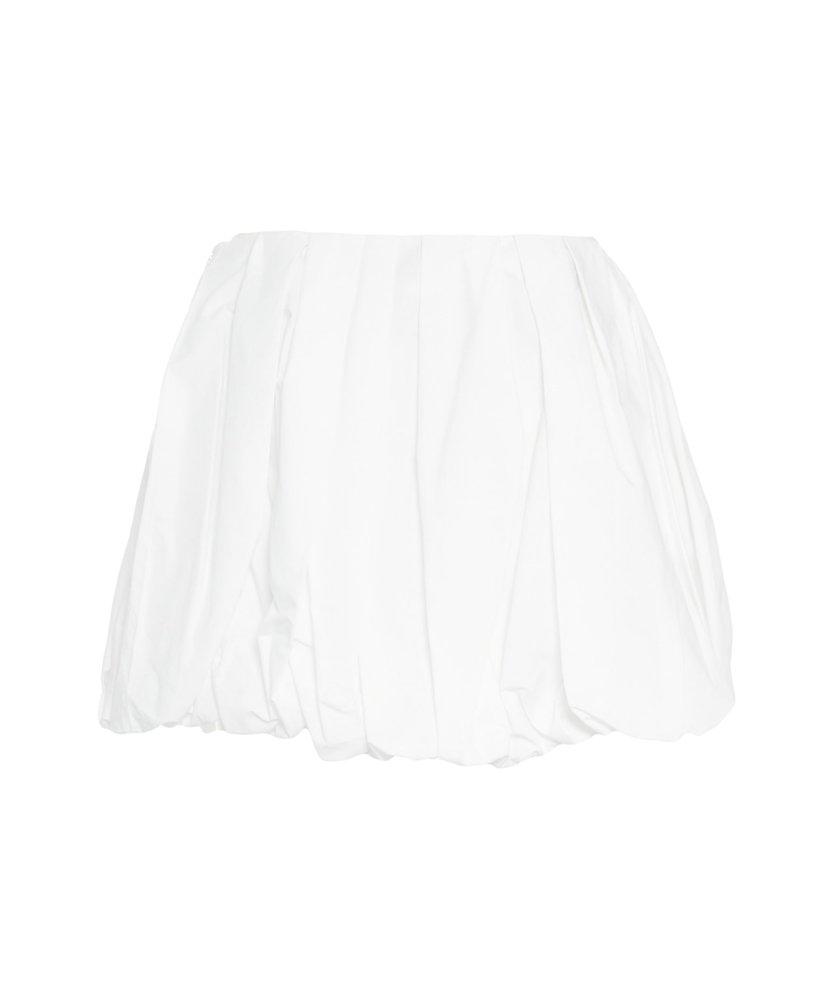 Pinko Pleated Poplin Mini Balloon Skirt in White | Lyst