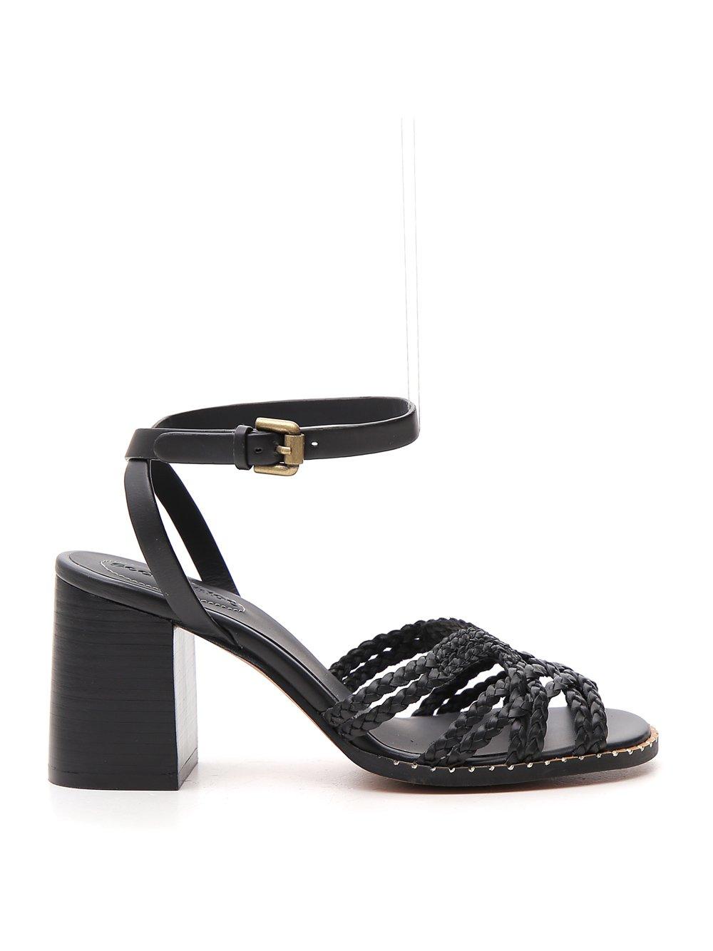 See By Chloé Leather Braided Block Heel Sandals in Black Lyst