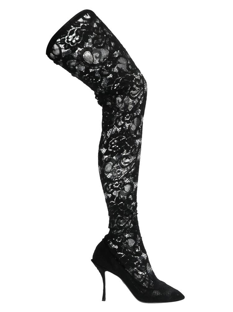 dolce and gabbana lace thigh high boots