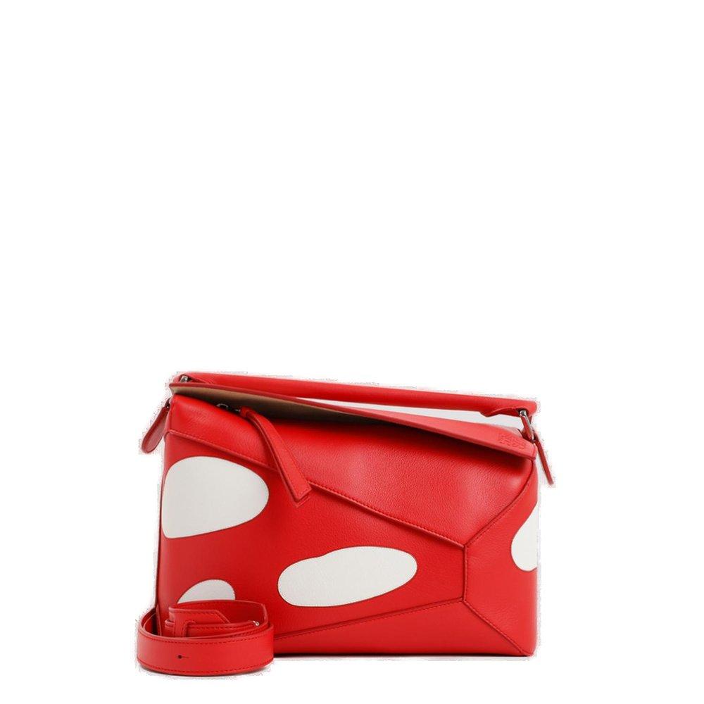 Loewe Puzzle Medium Leather Shoulder Bag Red