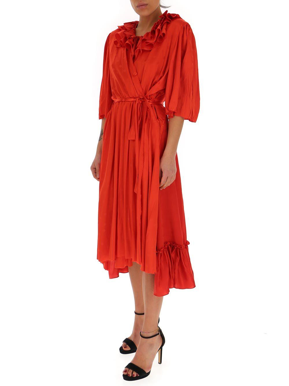 frilly wrap dress