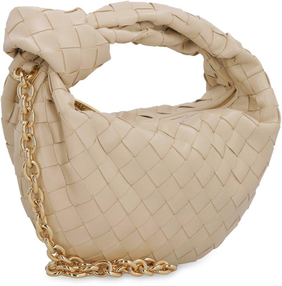 Jodie Mini Leather Tote in Beige - Bottega Veneta