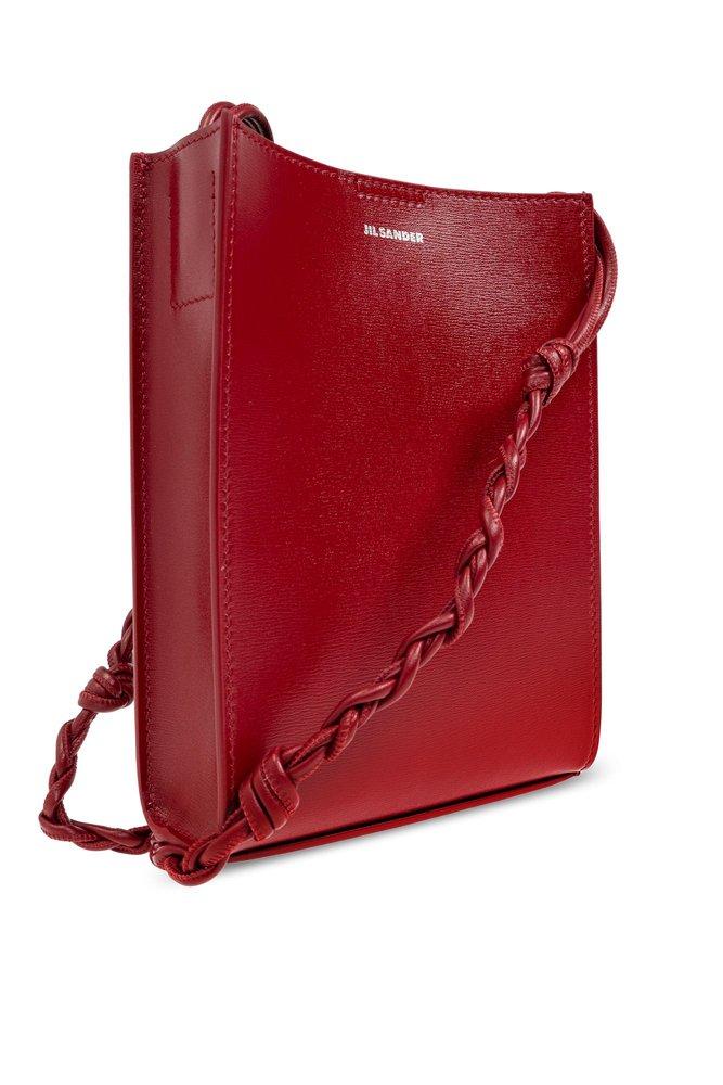 Jil Sander Tangle Small Logo Embossed Crossbody Bag in Red