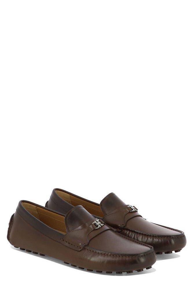 Ferragamo Gancini Plaque Slip-on Loafers in Brown for Men