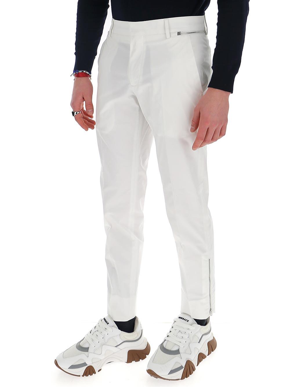 Prada Cotton Tailored Pants in White for Men - Lyst