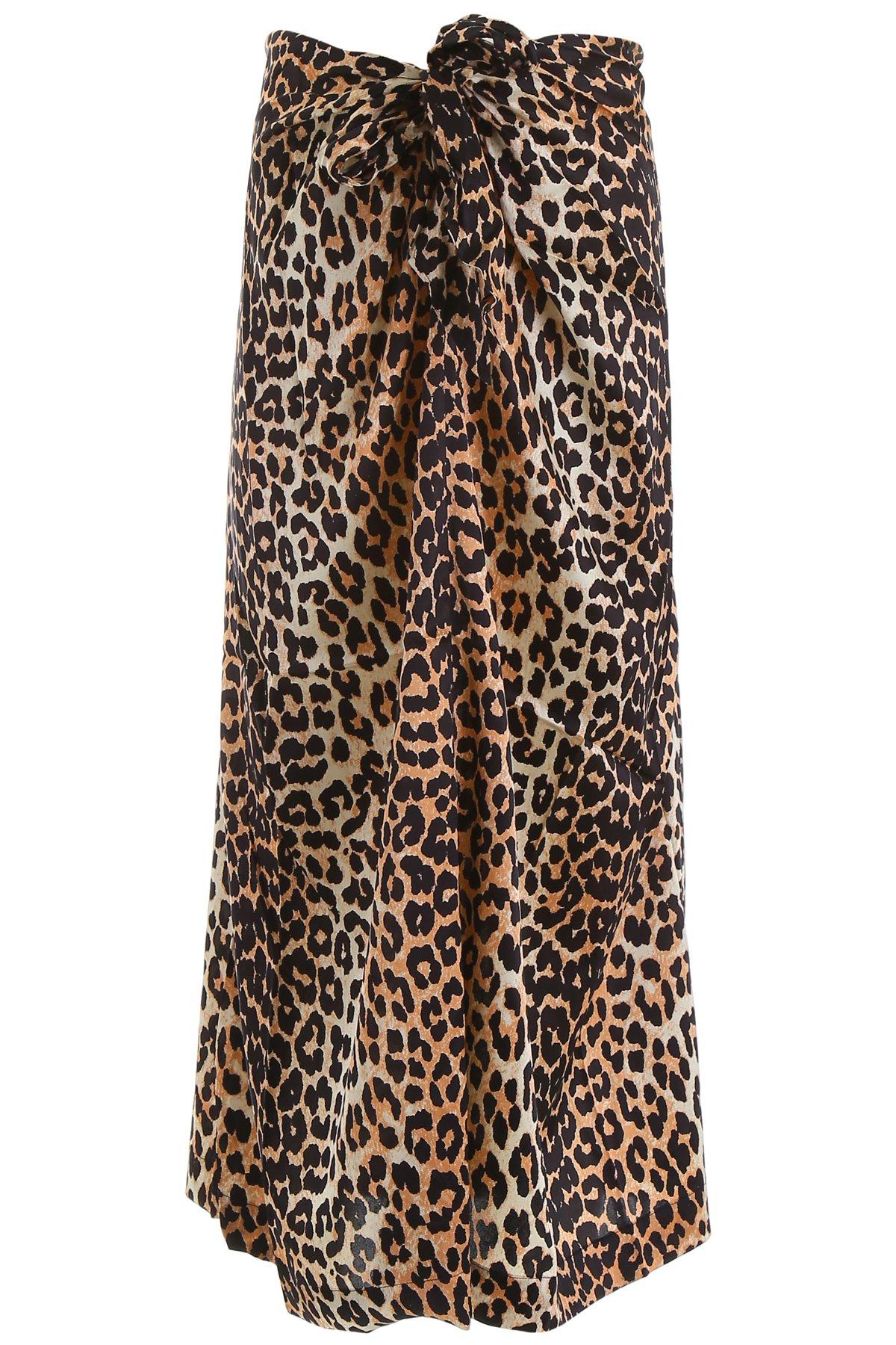 Ganni Silk Leopard Print Skirt - Save 1% - Lyst