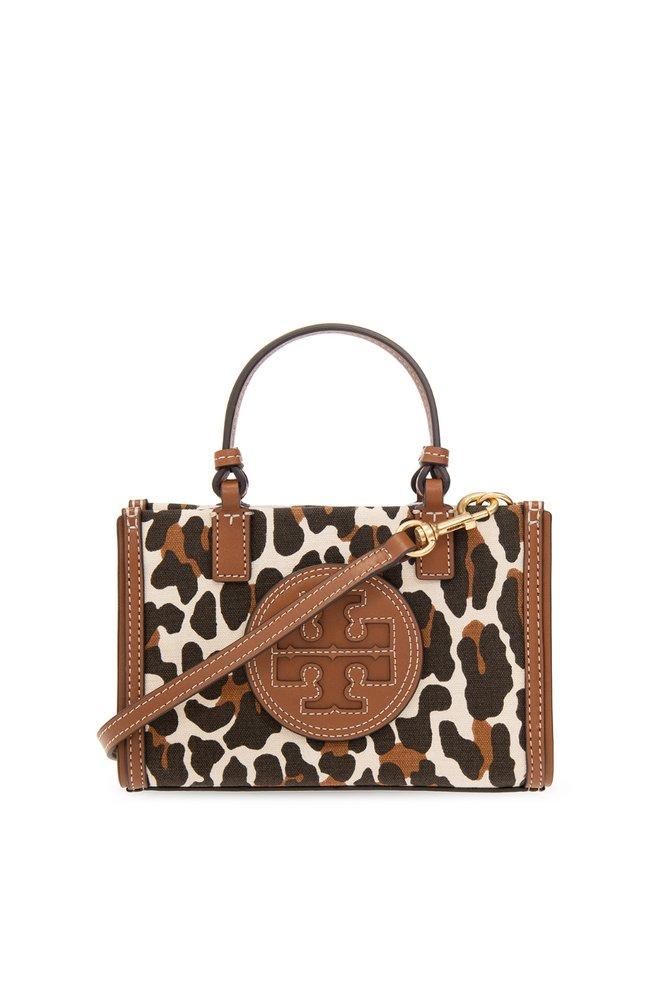 Tory Burch Ella Leopard-Print Tote in Black