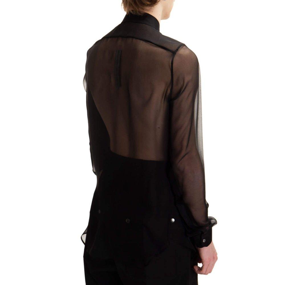 Rick Owens Sheer Button-up Shirt in Black for Men | Lyst