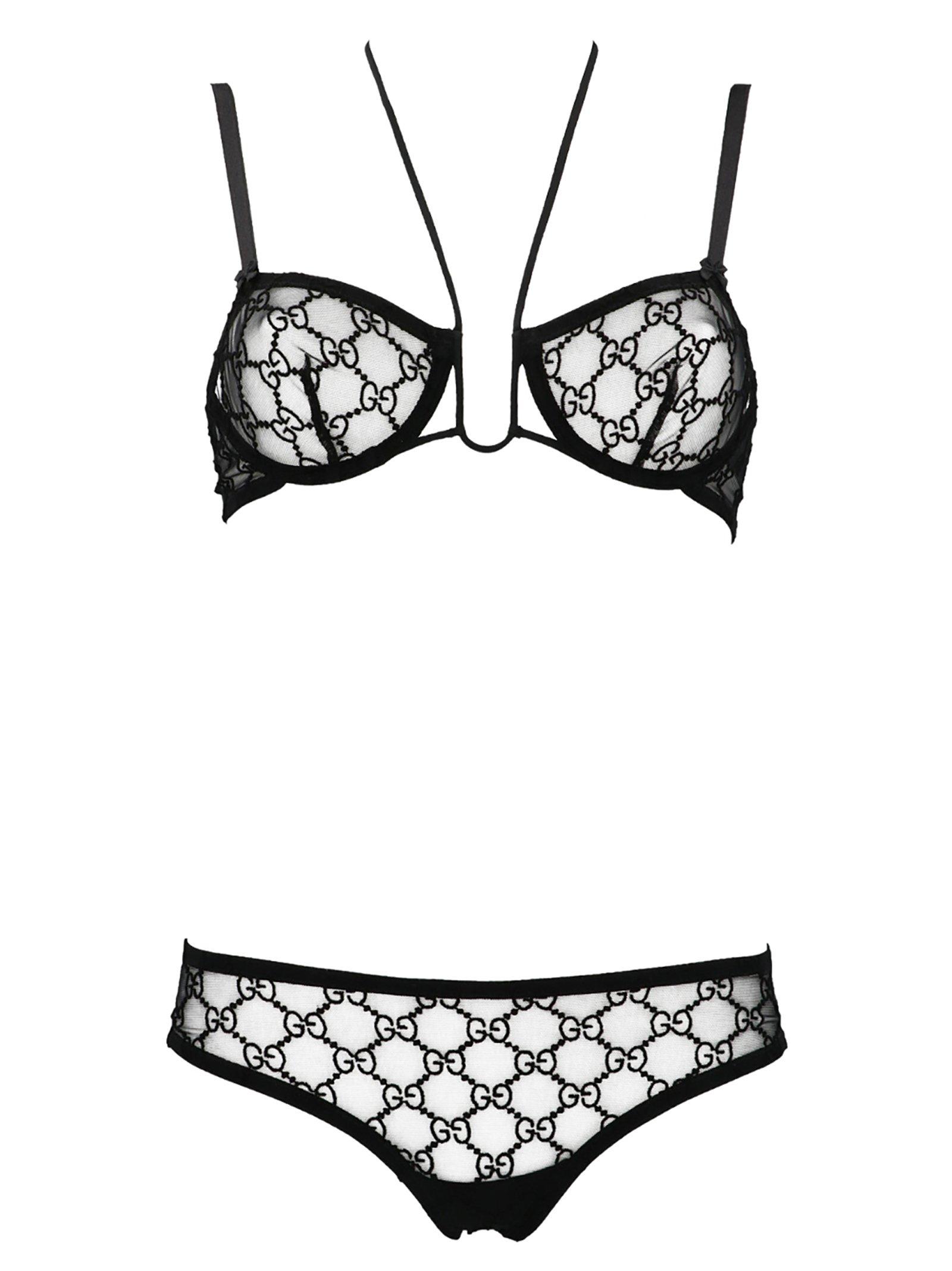 Gucci GG Tulle Lingerie Set in Black - Lyst