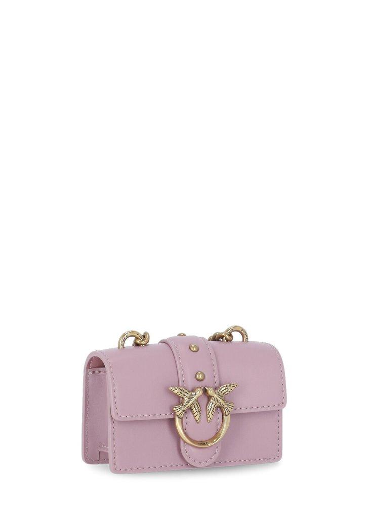Pinko Love Birds-embellished Foldover Top Crossbody Bag in Pink