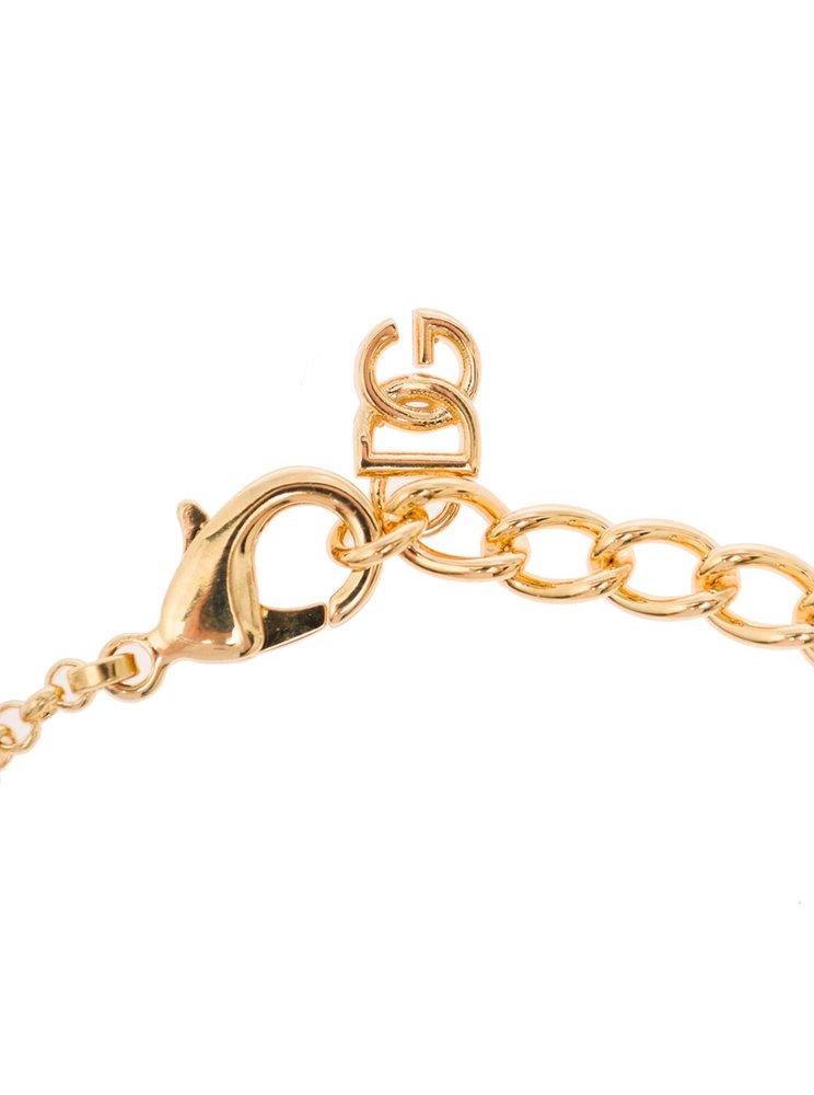 Dolce & Gabbana DG Logo Crystal Embellished Bracelet Gold